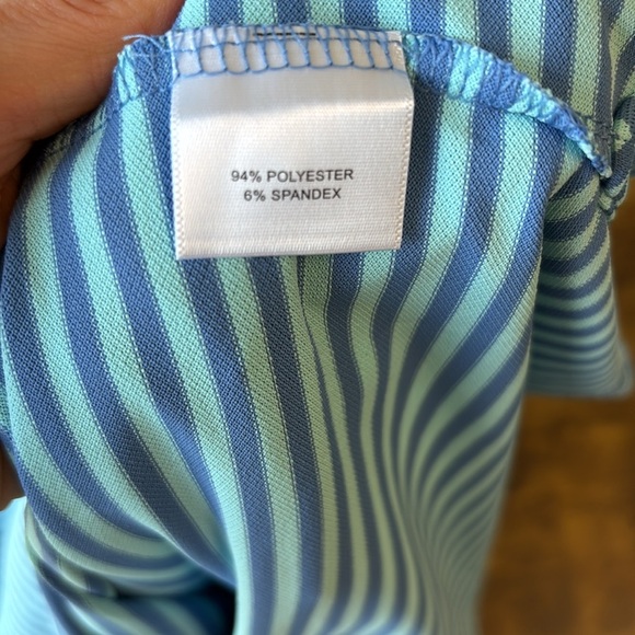 Peter Millar Aqua Blue Striped Polo Shirt XL - Picture 4 of 5
